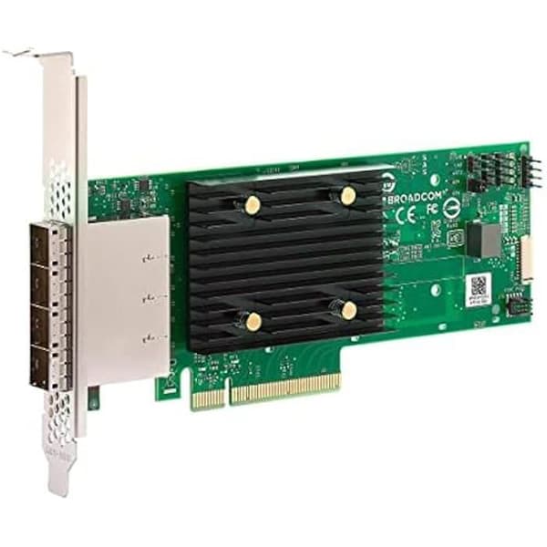 Kort och Adapter SAS - Broadcom - HBA 9500-16e - PCIe - Kablad - Svart