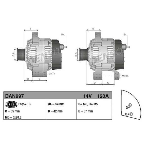 NY ALTERNATOR OE DENSO DAN997