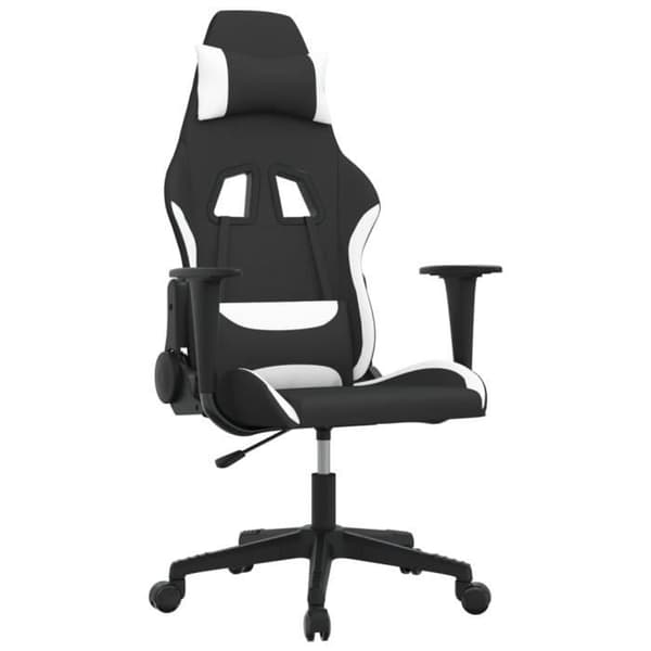 3143740 vidaXL Spelstol Svart och vit Tyg
