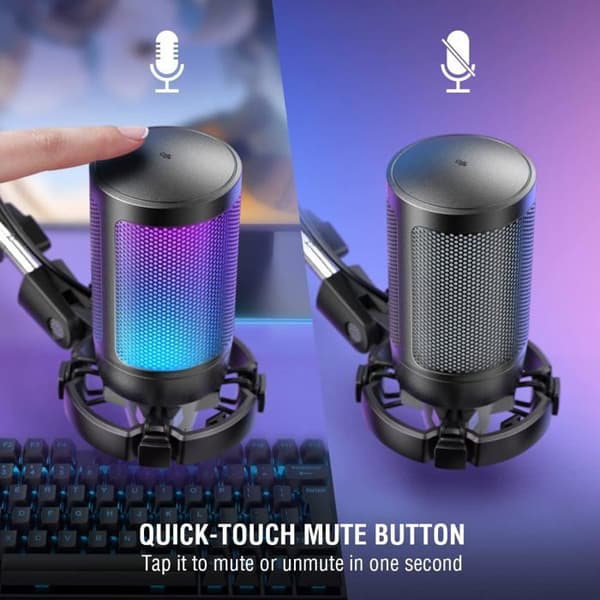 Kondensatormikrofon - FIFINE - USB Mikrofon Gaming kit - USB - RGB - Stötdämpande