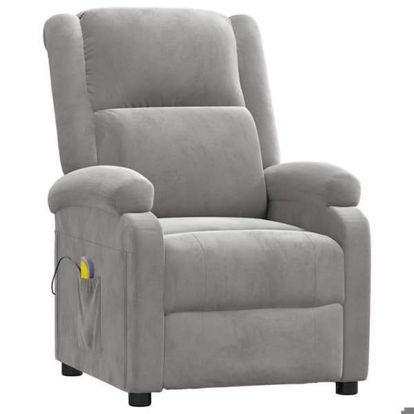 vidaXL Ljusgrå sammet massagefåtölj 342410