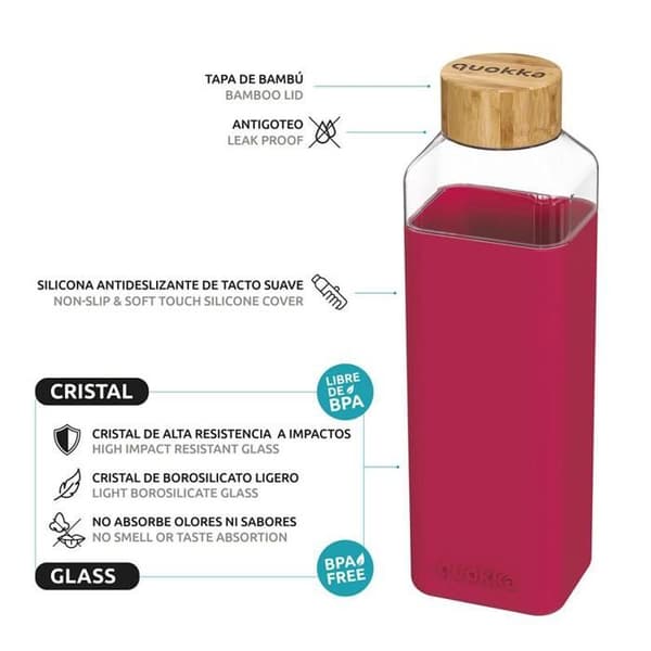 Flaska - Quokka Storm - 700ml - Glas - Silikon - Brun
