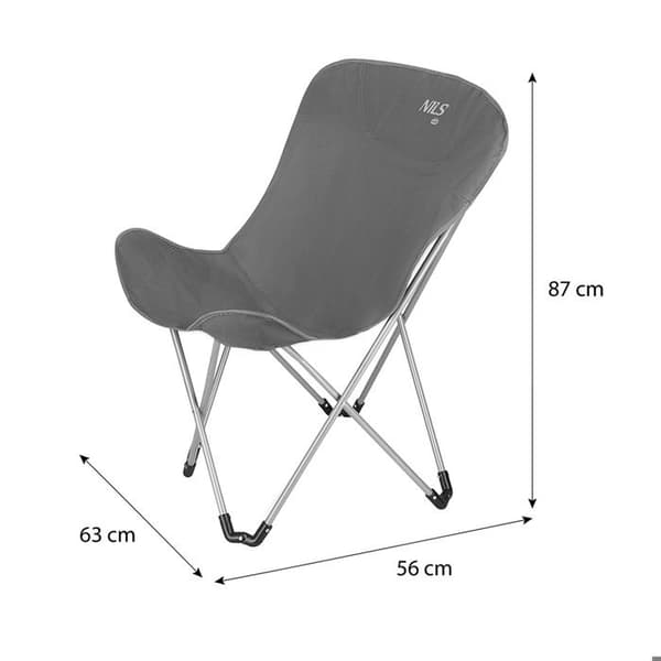 Fällbar campingstol - NILS CAMP - NC3051 - Grå - 600D Oxford - Stöder upp till 110 kg - Fällbar - 2,35 kg