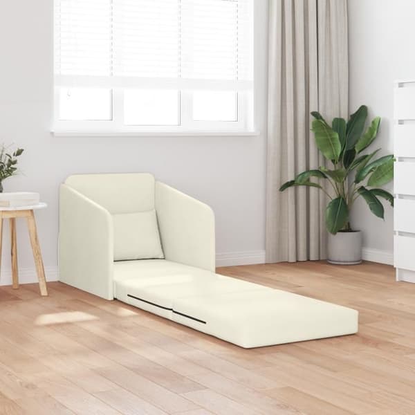 Sängsoffa på golvet 2 i 1 kräm 65x80x83 cm i sammet