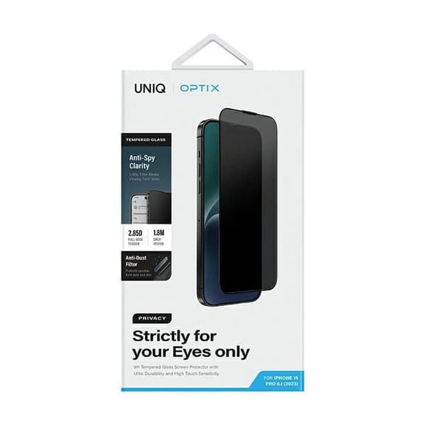 Härdat glas för iPhone 15 Pro UNIQ Optix Privacy