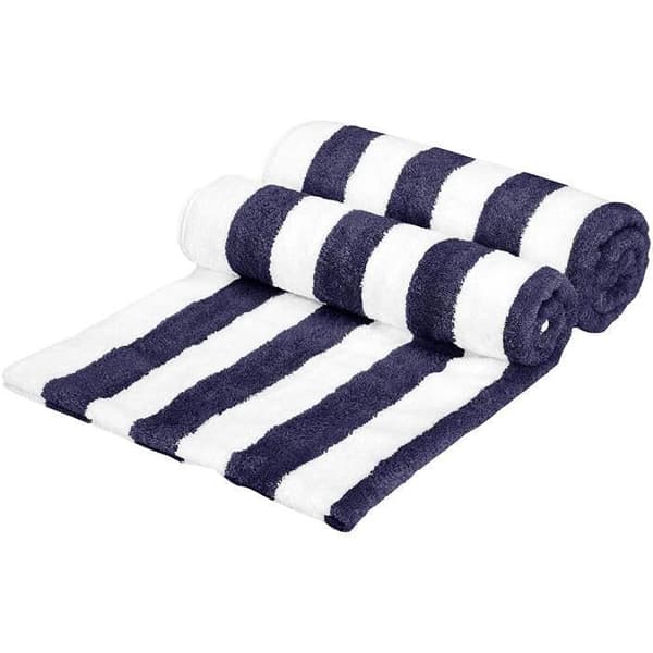 Basics Navy Cabana Stripe Beach Handduk - Set om 2 - CBSTNAVY