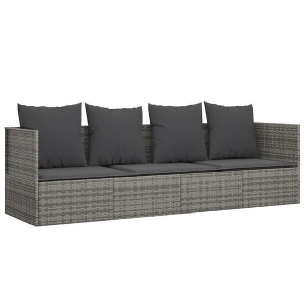 vidaXL Utomhus soffbed med kuddar Grå Vävd resin 319564