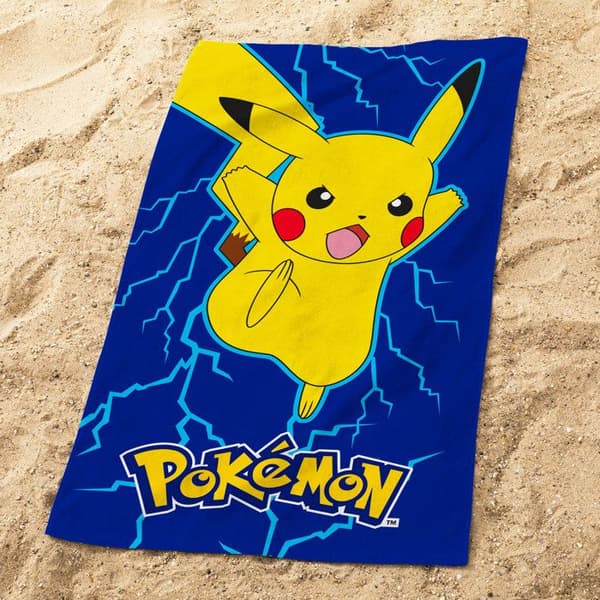 Tryckhandduk 100% Bomull - POKEMON VOLT - Blå - 70x120cm