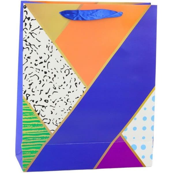 Presentpåse Lean Papperspåse med geometriska mönster 32 x 26 x 12 cm