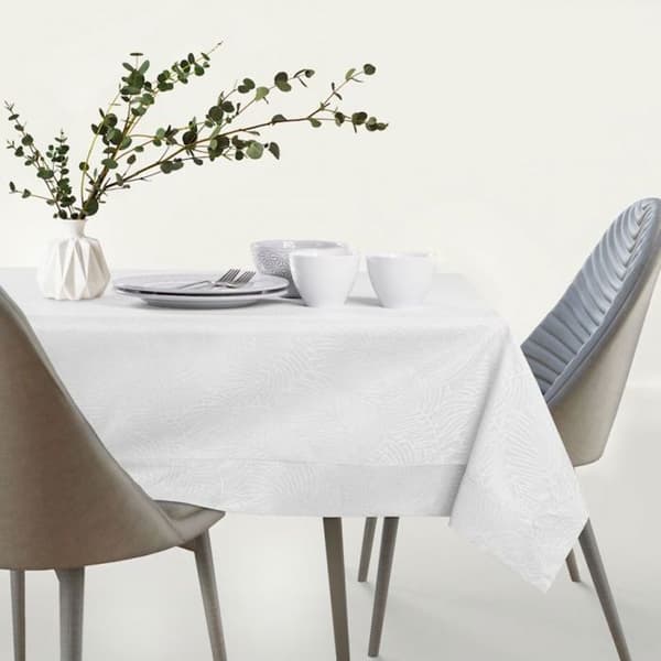 Bordduk - Gaia - Vit - Pressad växt - 140 x 280 cm
