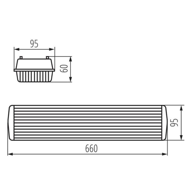 Vattentät LED-ramp IP65 – 2x18W – 66cm – Grå – Rillad diffusor KL-31322