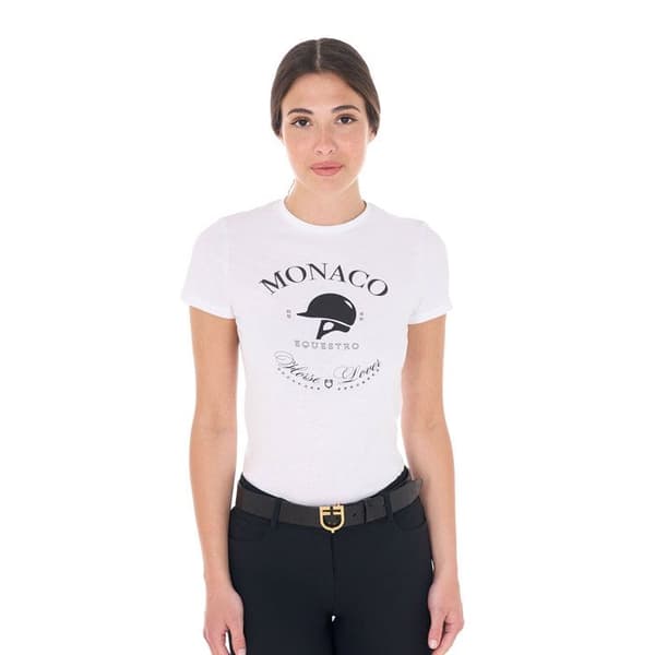 T-shirt i bomull för kvinnor Equestro Monaco