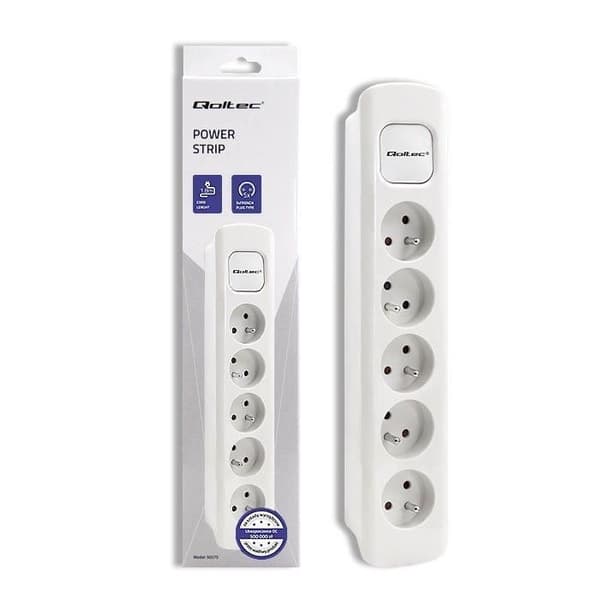 Qoltec Eldosa 5 uttag, 1,8m, vit - 5901878502762