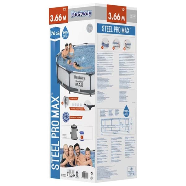 Pool - Bestway - Steel Pro Max - Diameter 366 cm - Height 76 cm - Pump included