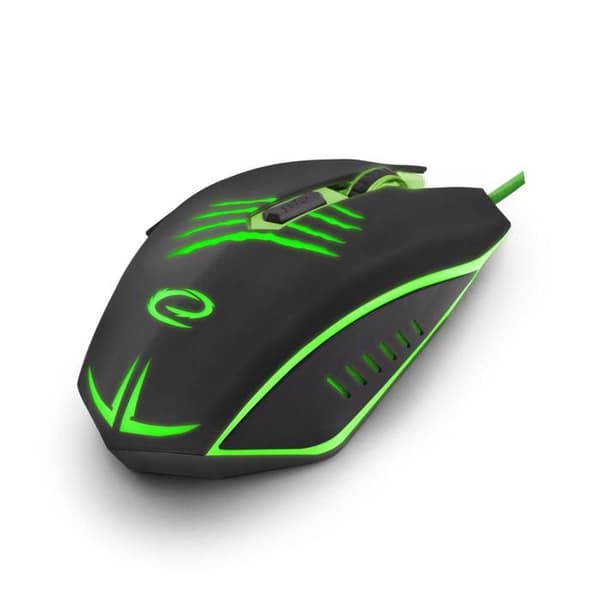ESPERANZA MX209 CLAW optisk mus - 6 knappar - flätad kabel - grön LED