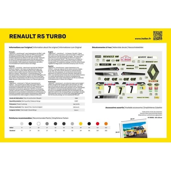 Bilmodell - HELLER - Renault R5 Turbo - 39 delar - skala 1/24 - för barn