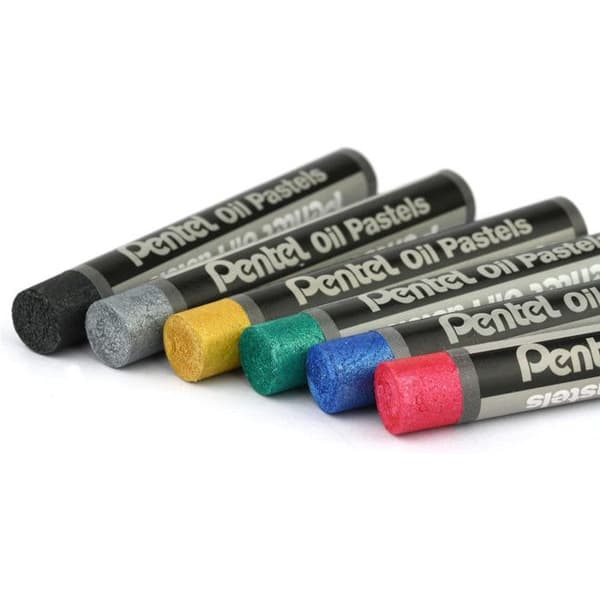 PENTEL Oljepasteller Metallicfärger - Förpackning med 6, Ø 8 mm