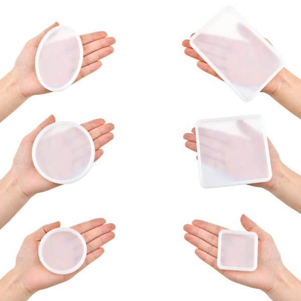 Wandic — Set med 6 silikonformar för resin (runda, fyrkantiga, ovala, rektangulära)