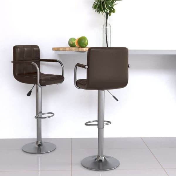 vidaXL Barstolar set om 2 brun konstläder 334596