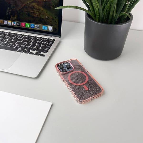 MagSafe-skal med paljetter för iPhone 17 Pro - Rosa