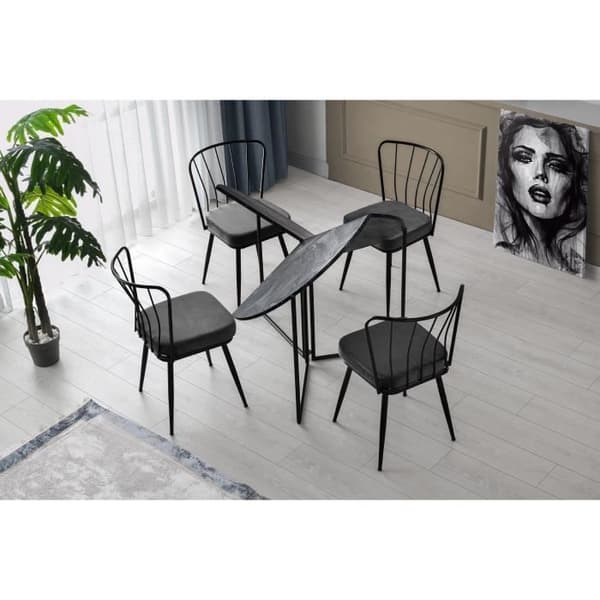Fällbart matbord - YAPRAK - Anthracite - Rund - 4 personer - 100 x 100 x 72 cm