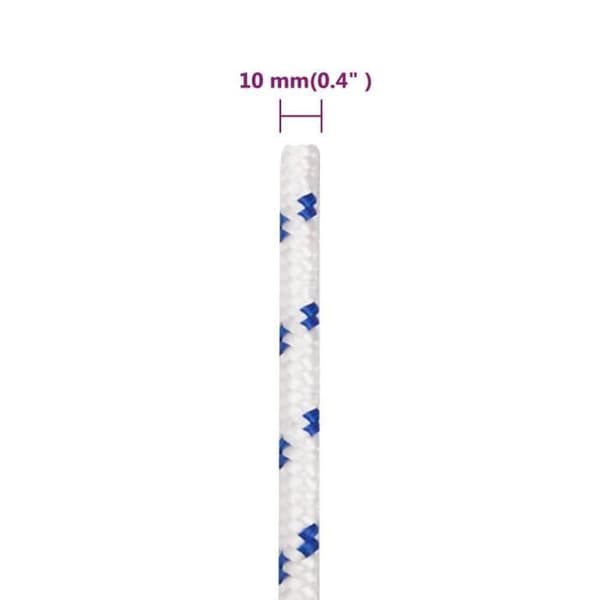 152298 vidaXL Båtkabel Vit 10 mm 500 m Polypropylen