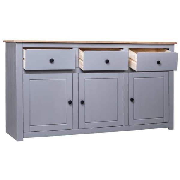vidaXL Skänk Grå 135x40x80 cm Solid Pine Panama Sortiment 282704
