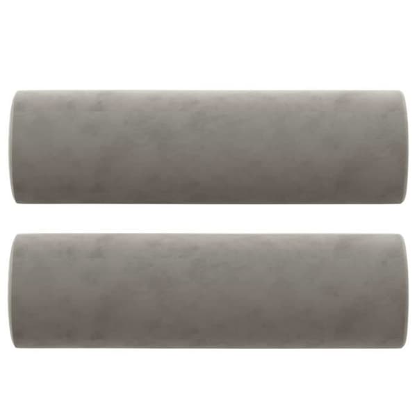 vidaXL Prydnadskuddar 2 st Ljusgrå Ø15x50 cm Sammet 349509