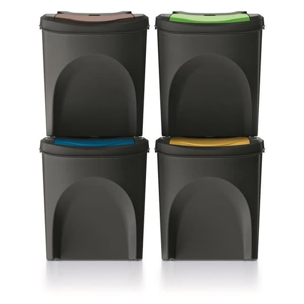 Keden Sortibox 4x25L återvinningskärl set svart