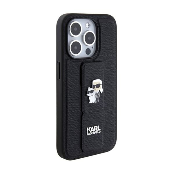 Mobilskal - KARL LAGERFELD - iPhone 15 Pro Max - Svart - Saffiano - Gripstand
