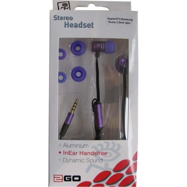 2GO Stereo InEar Headset aluminium lila