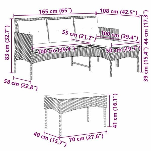 vidaXL Trädgårdsoffenset med kuddar 2 delar polyrotting 4103806