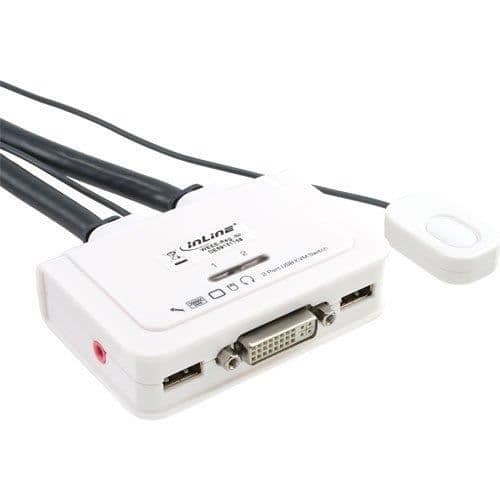 InLine 61613I - KVM DVI 2 portar USB & ljud, DVI‑D, 1920x1200, vit
