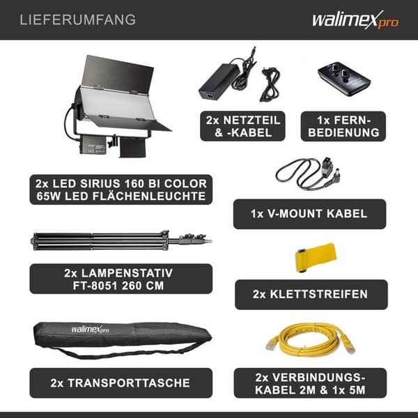 KVM-switch - Walimex Pro - Sirius 160 B-LED Basic 2 - Svart - Tillbehör - KVM