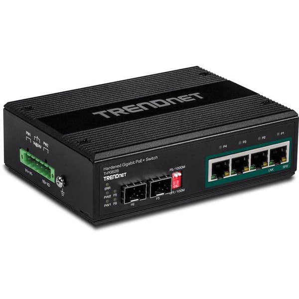 Ethernet-switch - TRENDNET - TI-PG62B - 4 PoE+-portar - Modulär - Extrem temperaturer