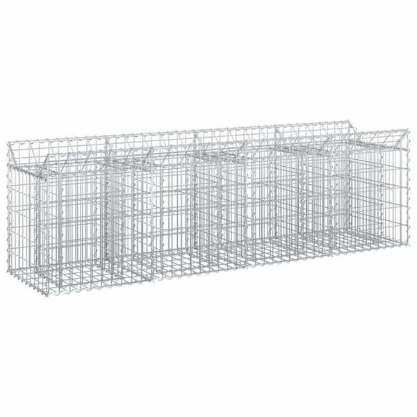 vidaXL Hög säng gabion Silver 42033293