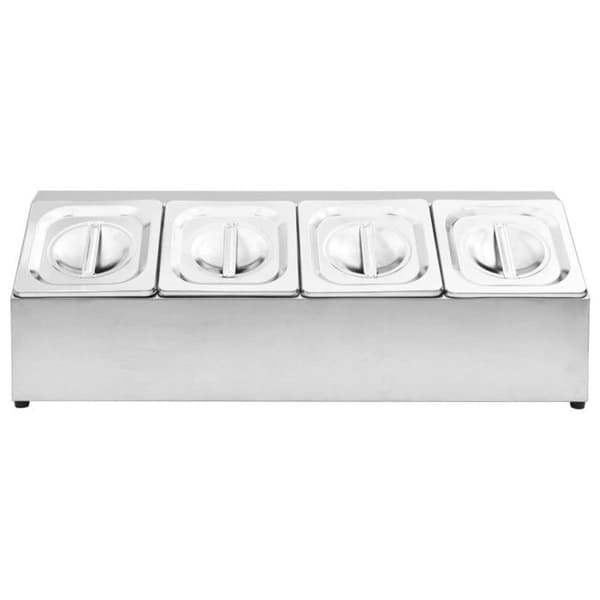 Gastronormbehållare - vidaXL - GN 1/6 - Rostfritt Stål - 4 Bunkar - Lock Ingår