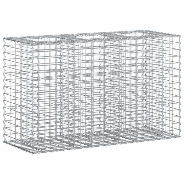 vidaXL Hög säng gabion Silver 42033328