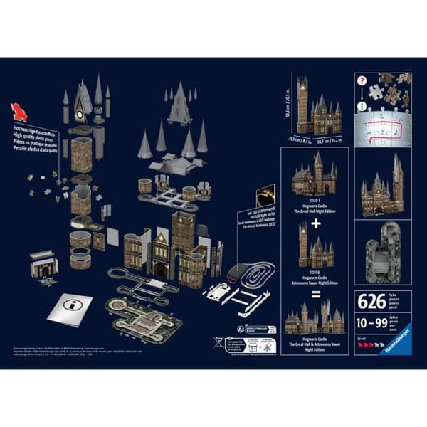 3D-pussel upplyst Hogwarts slott - astronomitornet / Harry Potter