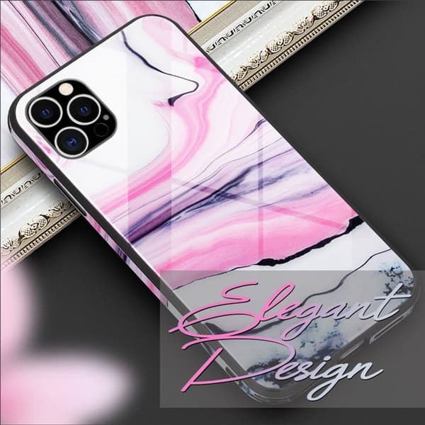 Coque - NALIA - iPhone 12 Pro Max - Härdat glas 9H - Silikon bumper - Marmor design