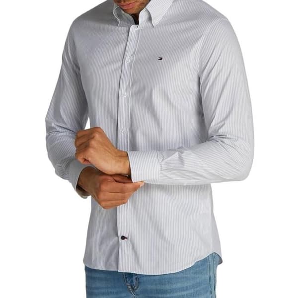 Vit/Blå Skjorta Herr Tommy Hilfiger Poplin