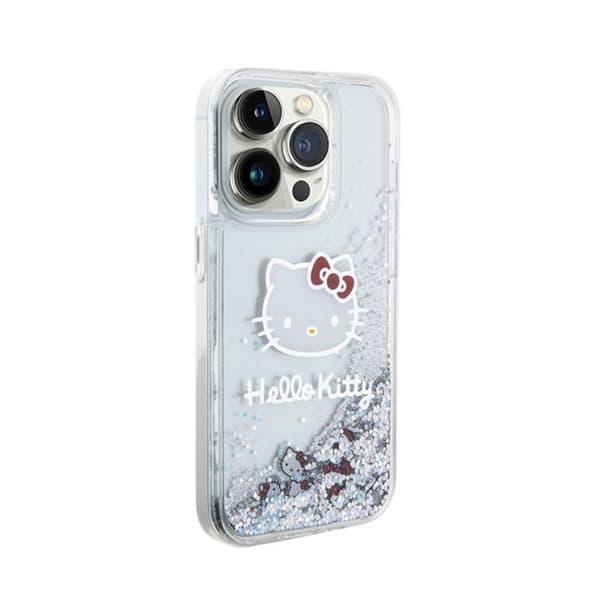 Telefonfodral - Hello Kitty - iPhone 13 Pro - Silver - Flytande glitter - Hård
