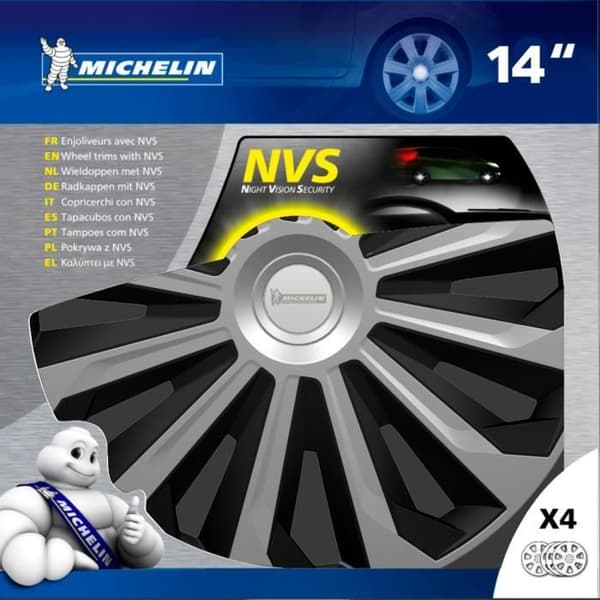 MICHELIN Låda med 4 hjulkapslar 14" NVS 04 tvåfärgad