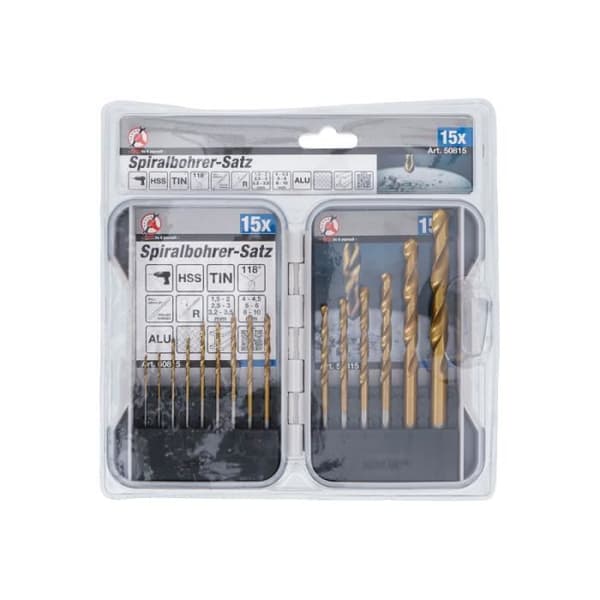 BGS TECHNIC spiralborrset - Titanium Nitride - 15 st - 50815