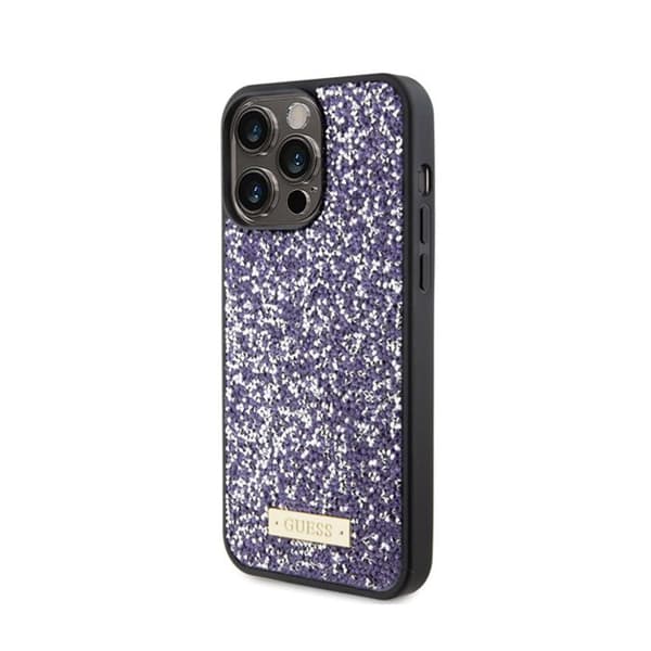 Mobilskal - Guess - iPhone 15 Pro Max - Metallic strass - Stötskydd - Rosa