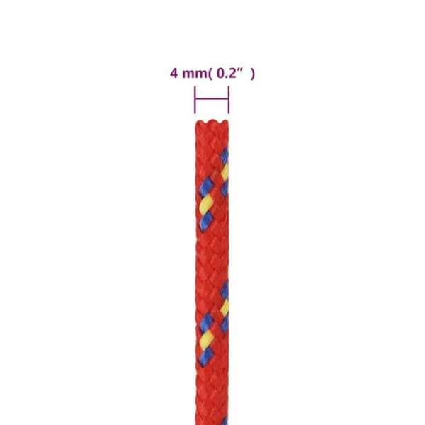 152380 vidaXL Båtrep Röd 4 mm 25 m Polypropen