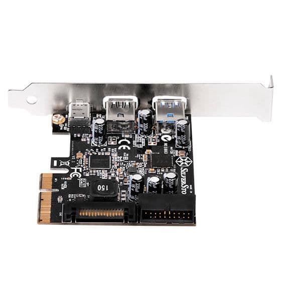 USB- och SATA-kontroller - SilverStone - SST-ECU05 - USB 3.1 Typ C - 2x USB 3.0 Typ A - Intern PCI-E Express