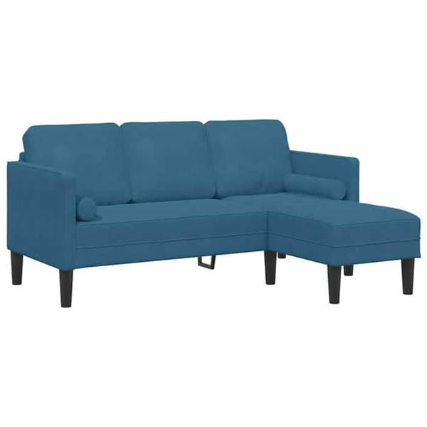 vidaXL Soffgrupp med kuddar Blå Polyester 42001934
