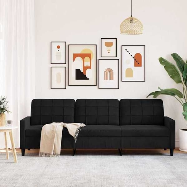 vidaXL Soffa 3-sits Svart 210 cm Sammet 4007649