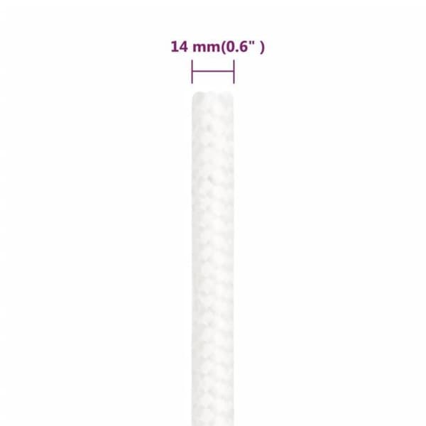 152571 vidaXL Båtrep Komplett Vit 14 mm 250 m Polypropen